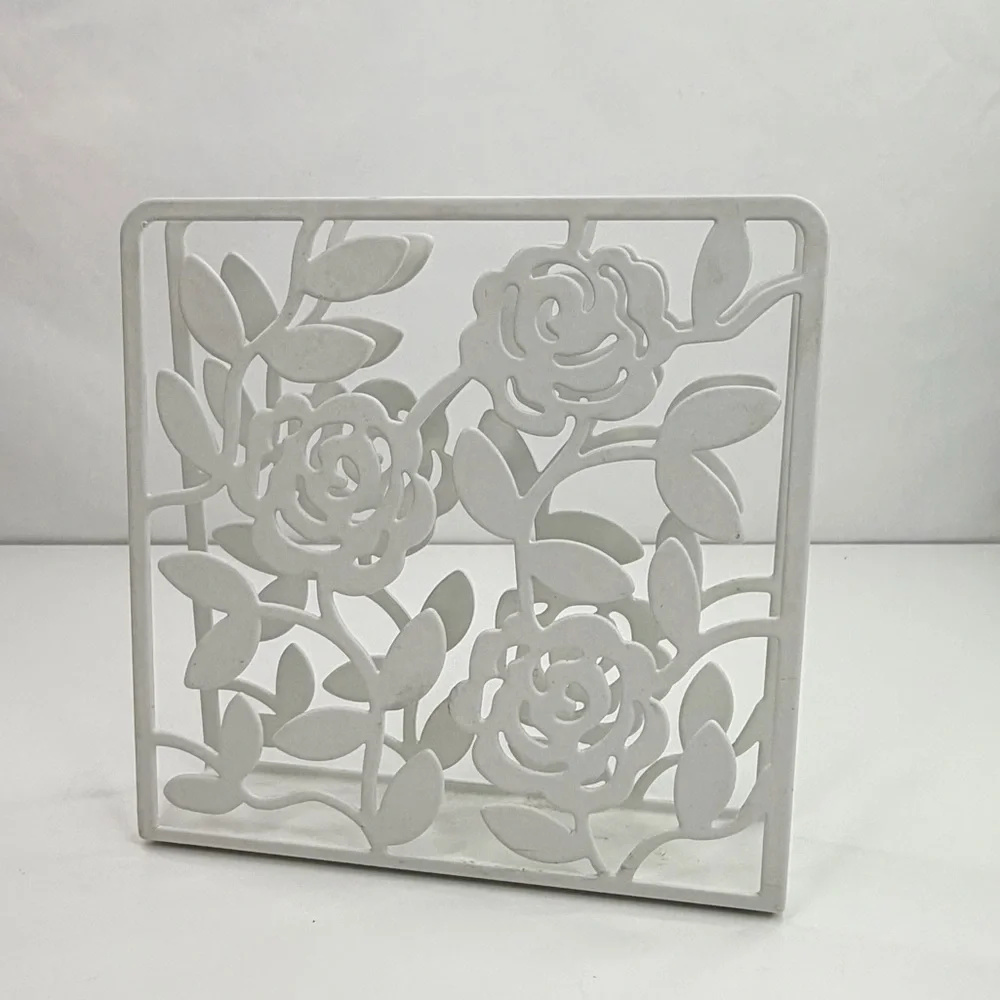 IKEA White Floral Metal LIKSIDIG Envelope Napkin Holder